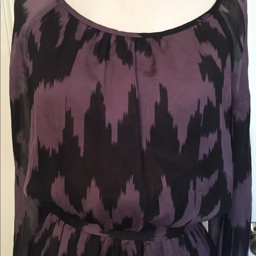 SHOSHANNA DRESS BLOUSON MINI PURPLE BLACK SILK  Size 2